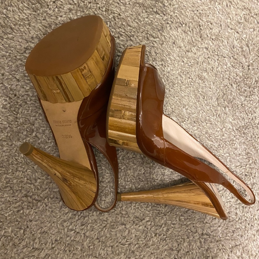 Miu Miu peep toe platform slingback heels
